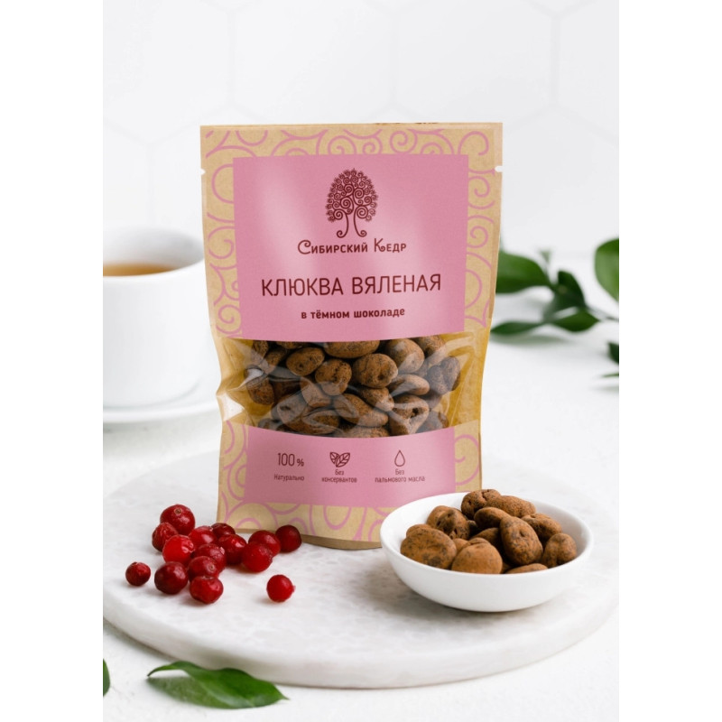 Клюква вяленая в тёмном шоколаде, 60 г