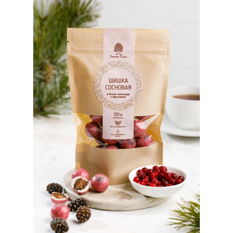 Сосновая шишка в белом шоколаде с брусникой, 185 г