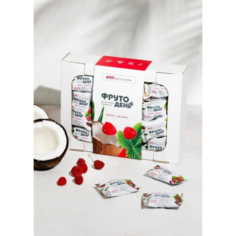 Финиковые конфеты Фрутодень кокос-малина, 450 г