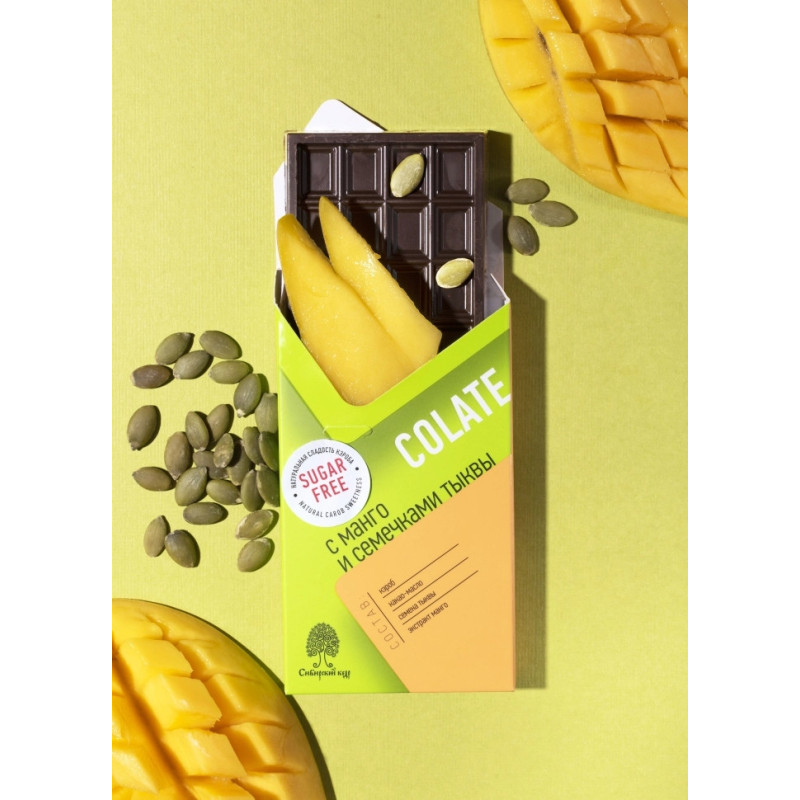 Шоколад без сахара NEOcolate с манго и тыквой, 30 г