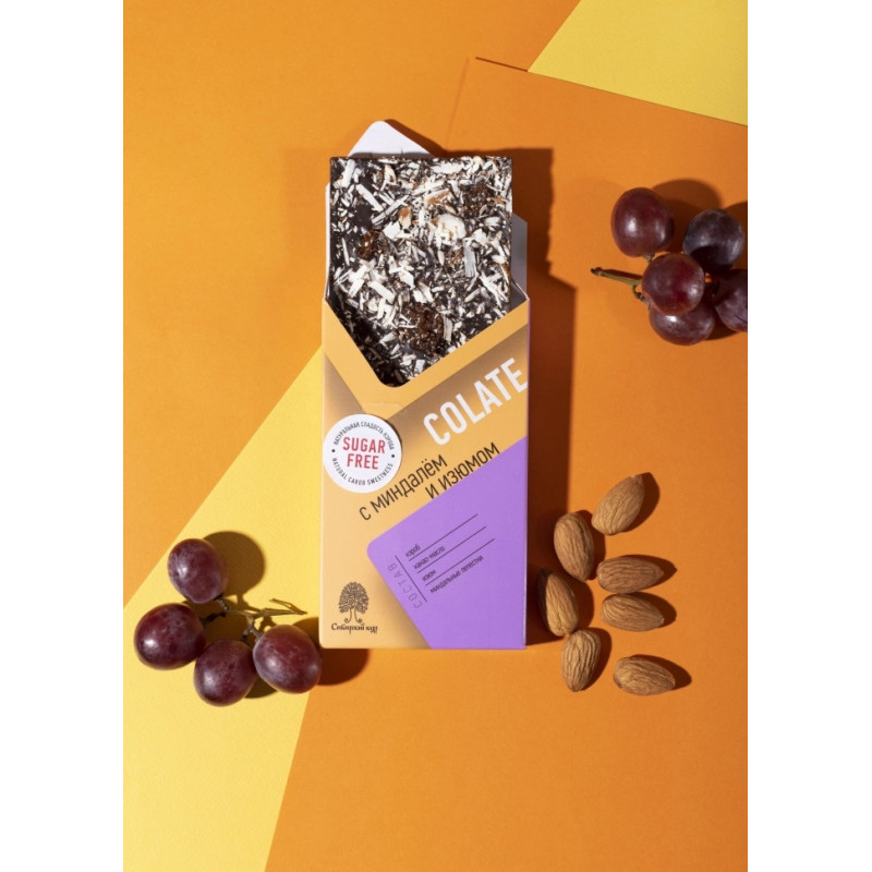 Шоколад без сахара NEOcolate с миндалём и изюмом, 30 г