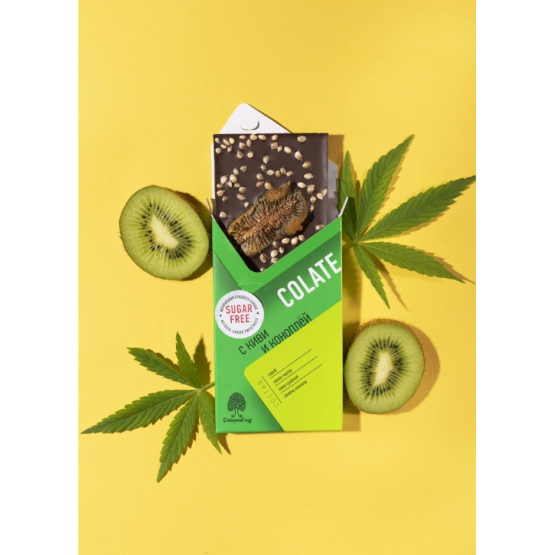 Шоколад без сахара NEOcolate с коноплёй и киви, 30 г