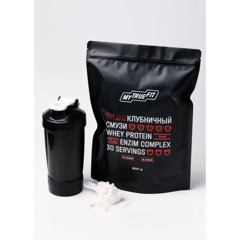 Коктейль протеиновый MyTrueFit клубничный смузи, 900 г