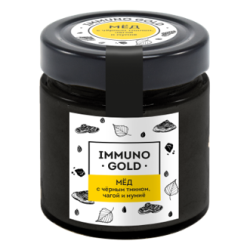 Мёд Immuno Gold с чёрным тмином, чагой и мумиё, 200 г
