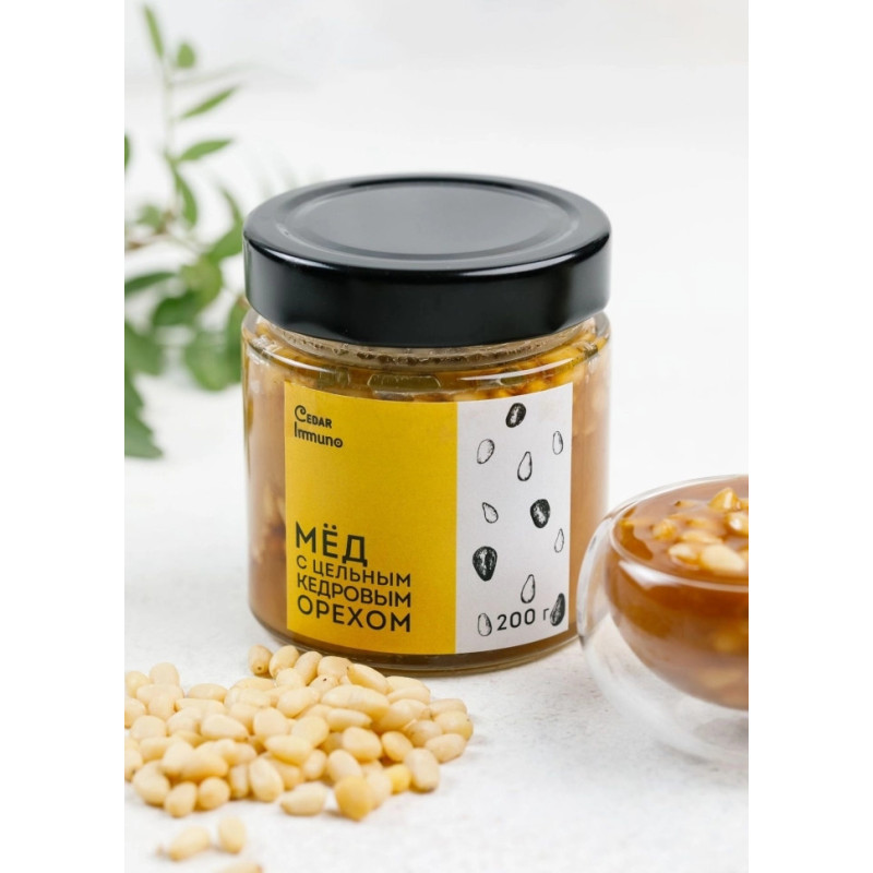Мёд с цельным кедровым орехом, 220 г