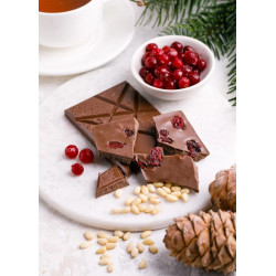 Молочный шоколад с кедровым орехом и клюквой, 100 г