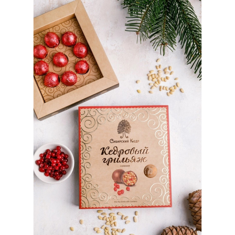 Кедровый грильяж с клюквой, 120 г